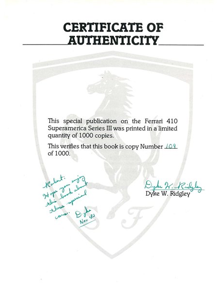 FERRARI 410 SUPERAMERICA SERIES III (SIGNED AND LIMITED 109 / 1000)