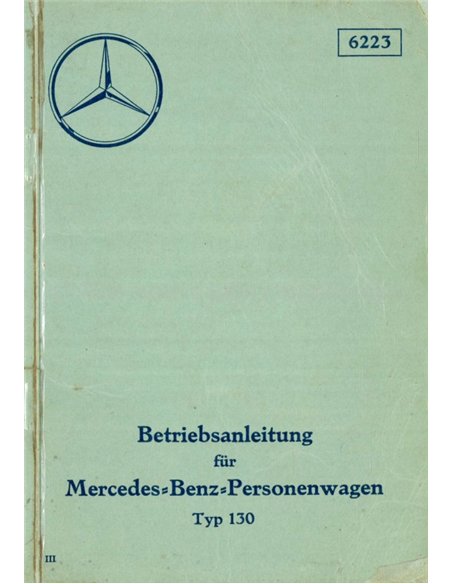 1935 MERCEDES BENZ TYP 130 INSTRUCTIEBOEKJE DUITS