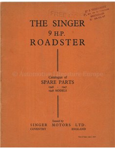 1946 - 1948 SINGER 9 H.P. ROADSTER ERSATZTEILKATALOG 