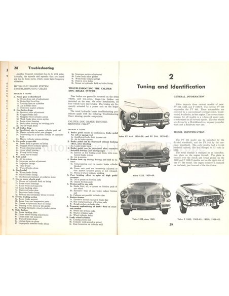 1965 VOLVO PV 444 | PV 544 | 122S | P1800 REPARATIE EN AFSTELLINGSGIDS ENGELS