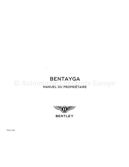 2016 BENTLEY BENTAYGA BETRIEBSANLEITUNG FRANZÖSISCH