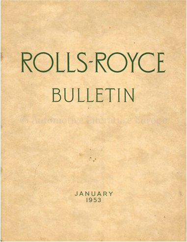 1953 ROLLS ROYCE BULLETIN ENGELS