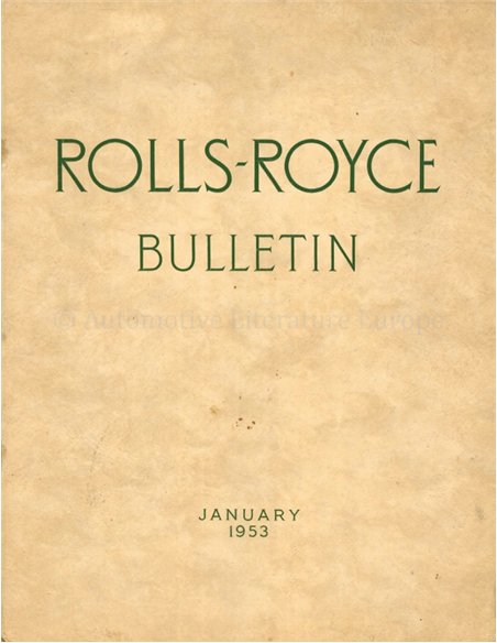 1953 ROLLS ROYCE BULLETIN ENGLISCH