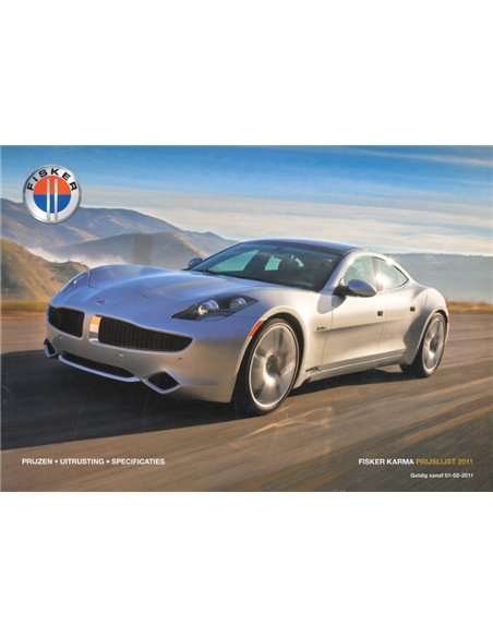 2011 FISKER KARMA PREISLISTE PROSPEKT NIEDERLÄNDISCH