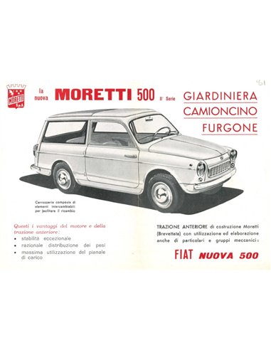 1958 MORETTI FIAT 500 PROSPEKT ITALIENISCH