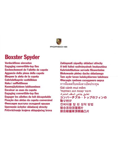 2016 PORSCHE BOXSTER SPYDER CABRIOLETKAP VERKORT INSTRUCTIEBOEKJE