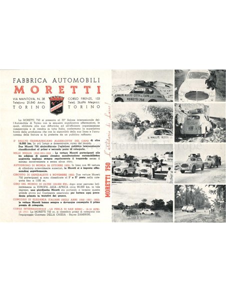 1954 MORETTI 750 LEAFLET ITALIAN