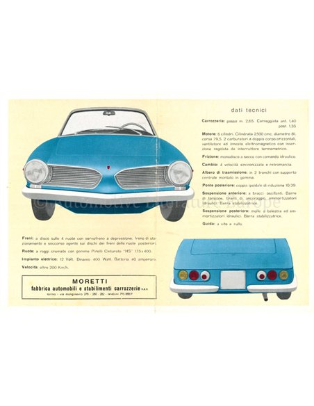 1964 MORETTI 2500 S.S. BROCHURE ITALIAN