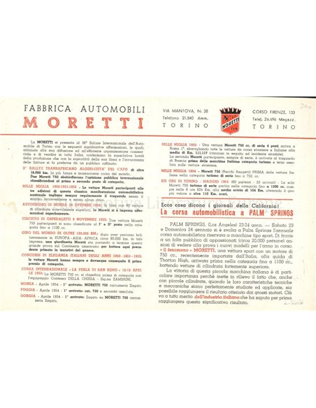 1955 MORETTI PROGRAMMA BROCHURE ITALIAANS