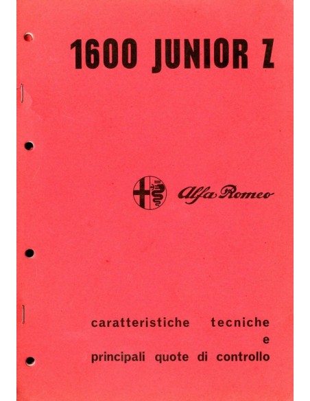 1973 ALFA ROMEO 1600 JUNIOR Z TECHNISCHE VOORSCHRIFTEN & INSPECTIE SPECIFICATIES ITALIAANS