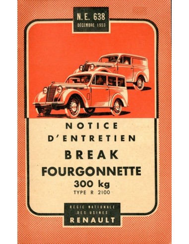 1954 RENAULT BREAK FORGONNETTE 300KG INSTRUCTIEBOEKJE FRANS