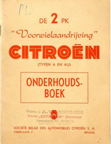 1954 CITROEN 2CV INSTRUCTIEBOEKJE NEDERLANDS