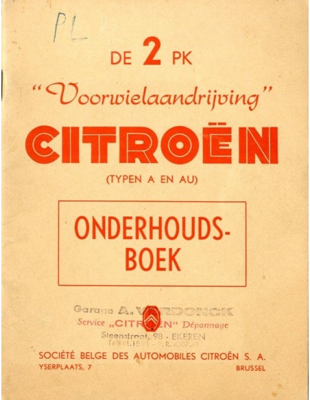 1954 CITROEN 2CV INSTRUCTIEBOEKJE NEDERLANDS