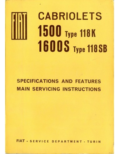 1966 FIAT 1500 / 1600 S CABRIOLET WERKPLAATSHANDBOEK ENGELS