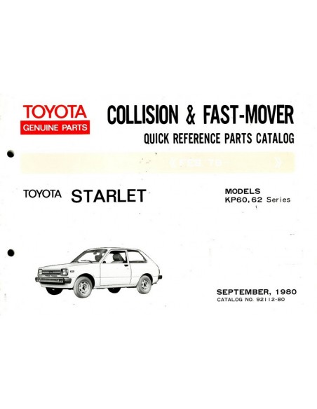 1980 TOYOTA STARLET SNEL ONDERDELENHANDBOEK ENGELS