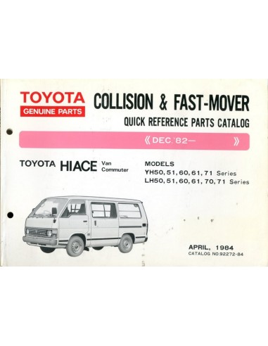 1984 TOYOTA HIACE SNEL ONDERDELENHANDBOEK ENGELS