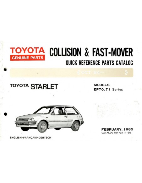 1985 TOYOTA STARLET SNEL ONDERDELENHANDBOEK ENGELS