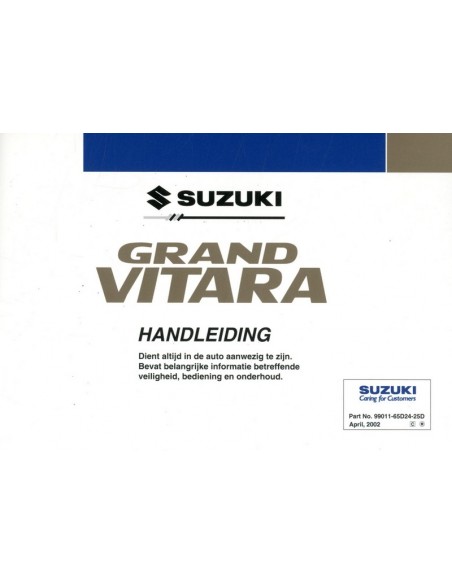 2002 SUZUKI GRAND VITARA INSTRUCTIEBOEKJE NEDERLANDS