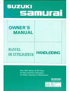 1993 SUZUKI SAMURAI INSTRUCTIEBOEKJE NEDERLANDS ENGELS FRANS