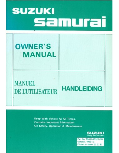1993 SUZUKI SAMURAI INSTRUCTIEBOEKJE NEDERLANDS ENGELS FRANS