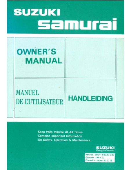 1993 SUZUKI SAMURAI INSTRUCTIEBOEKJE NEDERLANDS ENGELS FRANS