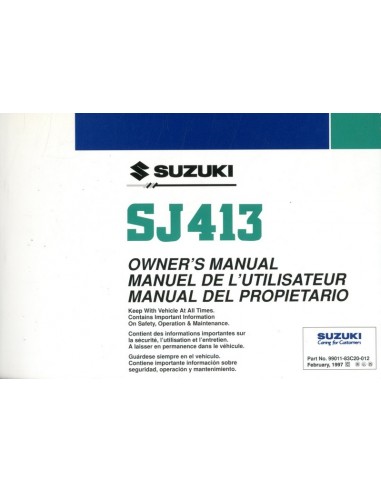 1997 SUZUKI SJ413 INSTRUCTIEBOEKJE SPAANS ENGELS FRANS