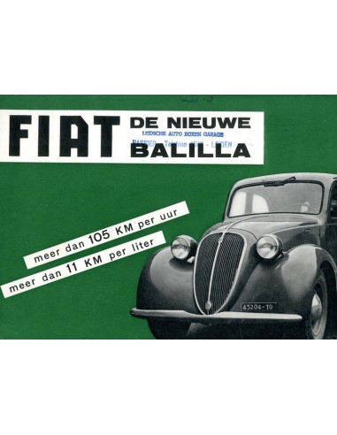 1938 FIAT BALILLA BROCHURE NEDERLANDS