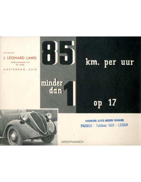 1936 FIAT TOPOLINO BROCHURE NEDERLANDS