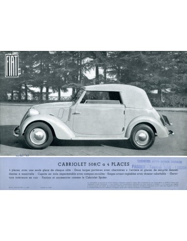 1937 FIAT 508/C LEAFLET FRANS