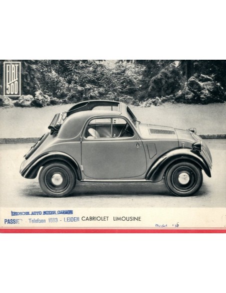 1936 FIAT 500 CABRIOLET LEAFLET NEDERLANDS