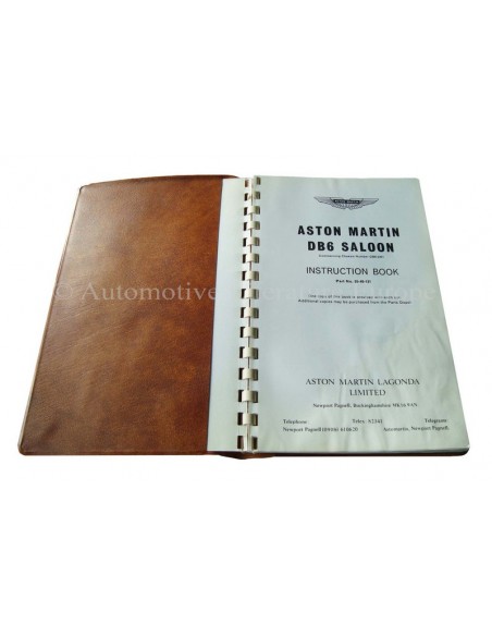 1969 ASTON MARTIN DB6 SALOON INSTRUCTIEBOEKJE ENGELS