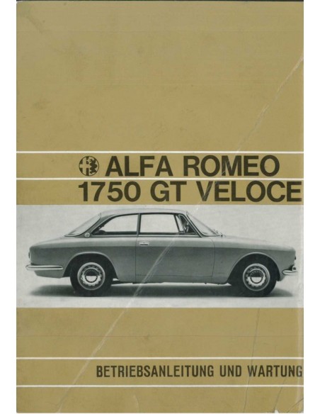 1970 ALFA ROMEO GT VELOCE 1750 INSTRUCTIEBOEKJE DUITS