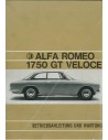 1970 ALFA ROMEO GT VELOCE 1750 INSTRUCTIEBOEKJE DUITS