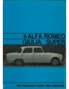 1971 ALFA ROMEO GIULIA 1600 SUPER INSTRUCTIEBOEKJE DUITS