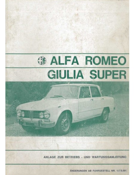 1971 ALFA ROMEO GIULIA 1600 SUPER INSTRUCTIEBOEKJE DUITS