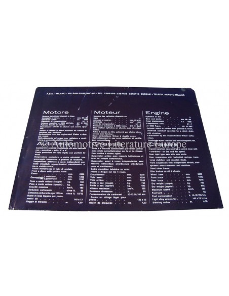 1965 ASA 1000 G.T. COUPE & SPIDER BROCHURE IT FR GB