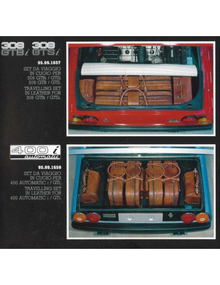 1981 FERRARI SETS OF SUITCASES BROCHURE ITALIAANS ENGELS
