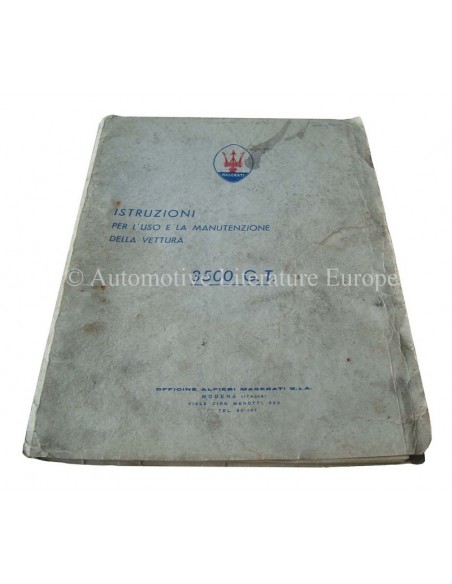 1963 MASERATI 3500 G.T. INSTRUCTIEBOEKJE ENGELS