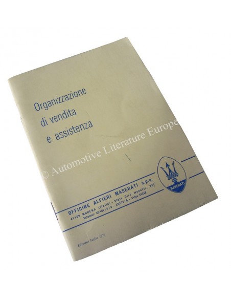 1970 MASERATI VERKOOP EN DEALERORGANISATIE HANDBOEK