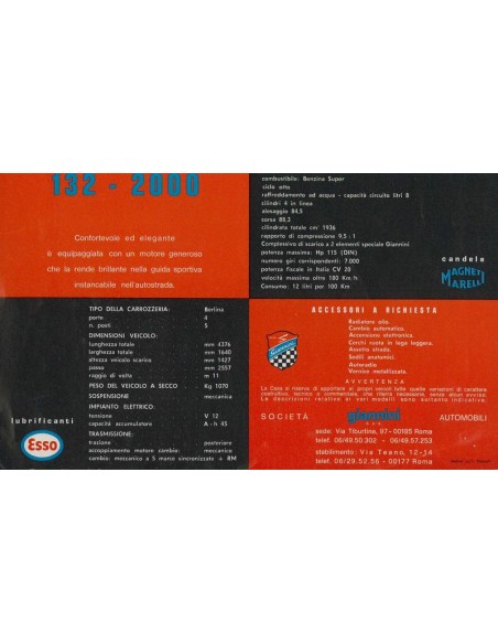 1977 FIAT GIANNINI 132-2000 LEAFLET ITALIAANS