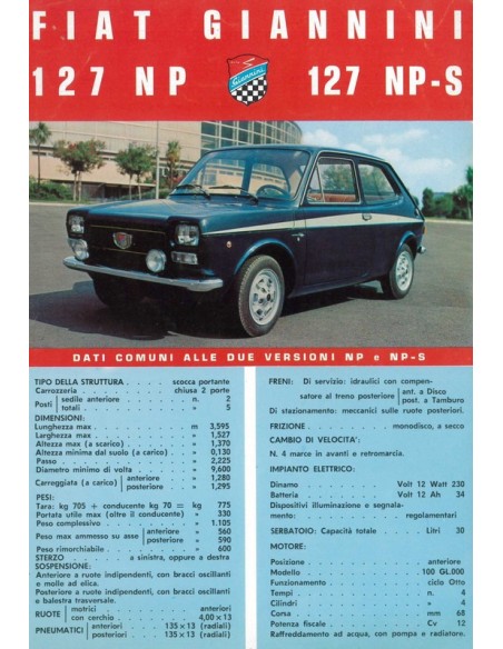 1972 FIAT GIANNINI 127 NP NP-S LEAFLET ITALIAANS