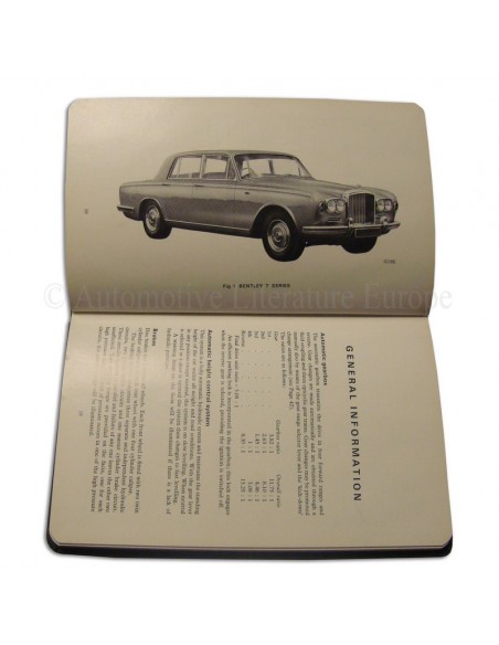1965 BENTLEY T TYPE INSTRUCTIEBOEKJE ENGELS