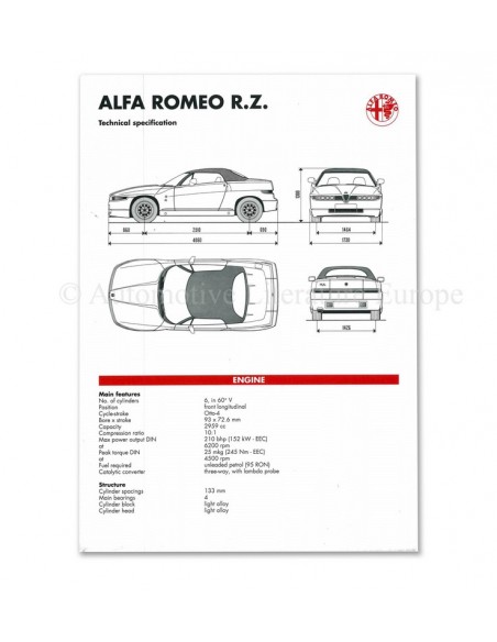 1992 ALFA ROMEO RZ PRESSEMAPPE ENGLISCH