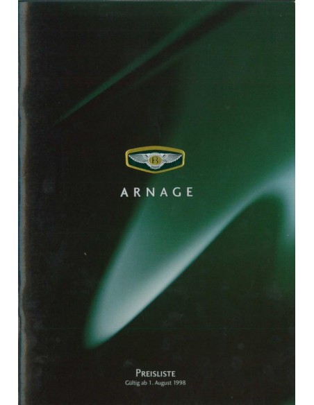 1998 BENTLEY ARNAGE PRIJSLIJST DUITS