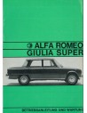 1967 ALFA ROMEO GIULIA 1600 SUPER INSTRUCTIEBOEKJE DUITS