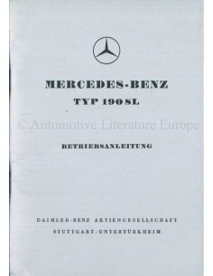 1959 MERCEDES BENZ 190 SL OWNER'S MANUAL GERMAN