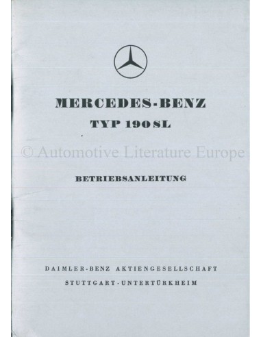 1959 MERCEDES BENZ 190 SL BETRIEBSANLEITUNG DEUTSCH
