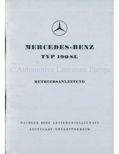1959 MERCEDES BENZ 190 SL OWNER'S MANUAL GERMAN