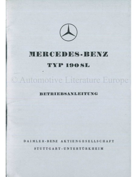 1959 MERCEDES BENZ 190 SL INSTRUCTIEBOEKJE DUITS