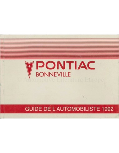 1992 PONTIAC BONNEVILLE OWNERS MANUAL HANDBOOK FRENCH (CANADA)